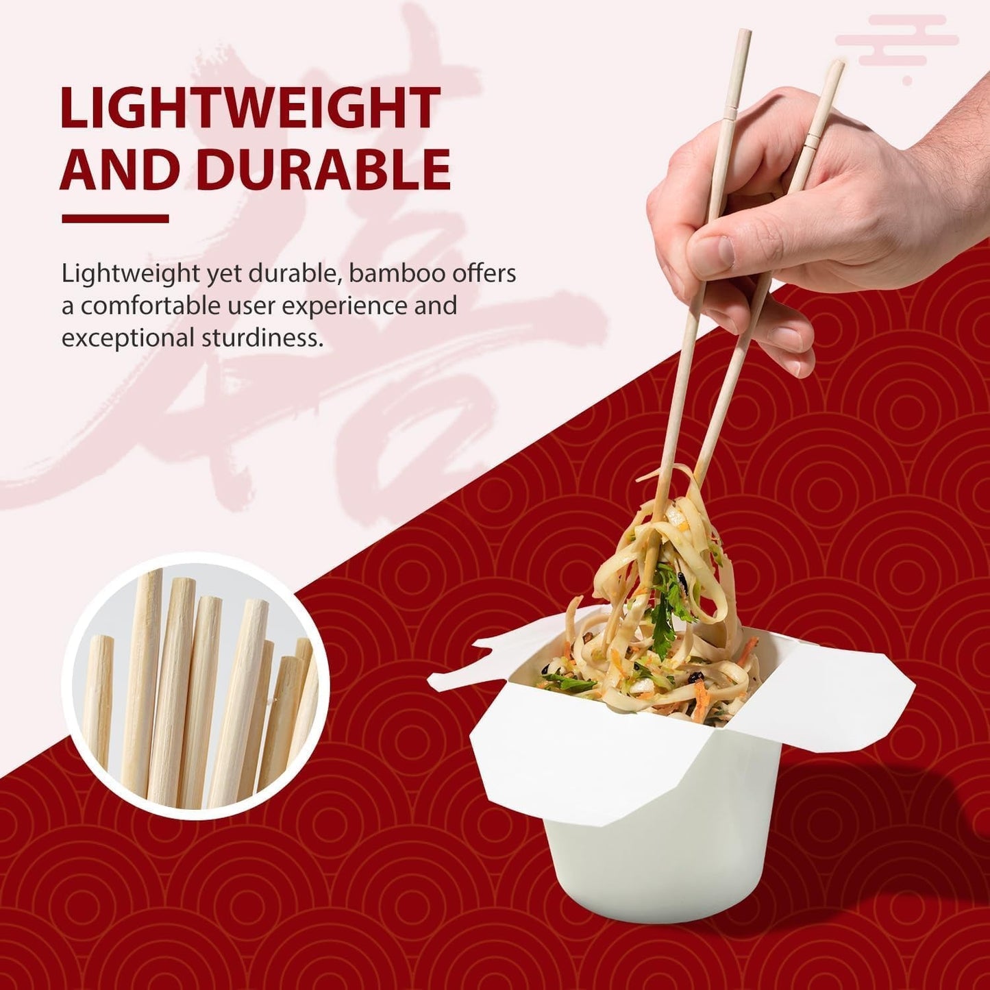 Soeos Disposable Bamboo Chopsticks, 100 Sets, Natural Wooden Chopsticks, Individually Wrapped, Splinter-Free, Lightweight & Durable