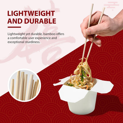 Soeos Disposable Bamboo Chopsticks, 100 Sets, Natural Wooden Chopsticks, Individually Wrapped, Splinter-Free, Lightweight & Durable