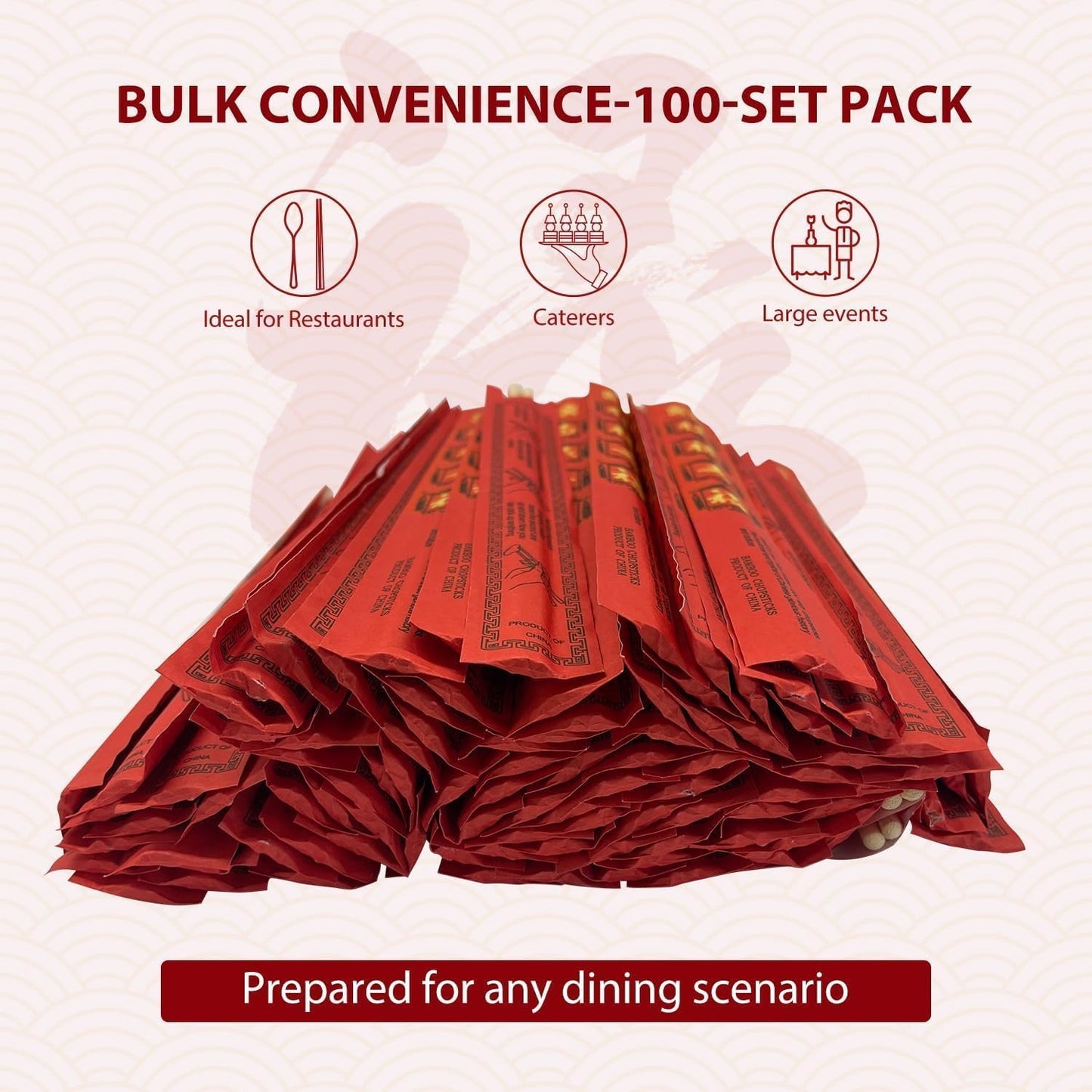 Soeos Disposable Bamboo Chopsticks, 100 Sets, Natural Wooden Chopsticks, Individually Wrapped, Splinter-Free, Lightweight & Durable