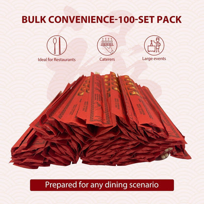 Soeos Disposable Bamboo Chopsticks, 100 Sets, Natural Wooden Chopsticks, Individually Wrapped, Splinter-Free, Lightweight & Durable