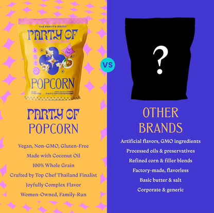 Party of Pad Thai Popcorn – Flavored Gluten-Free Snack Made from Veggie Ingredients, Individually Wrapped, Salted Variety Bags for Sharing, Movie Nights, or On-the-Go – Mini Size - 12 Pack