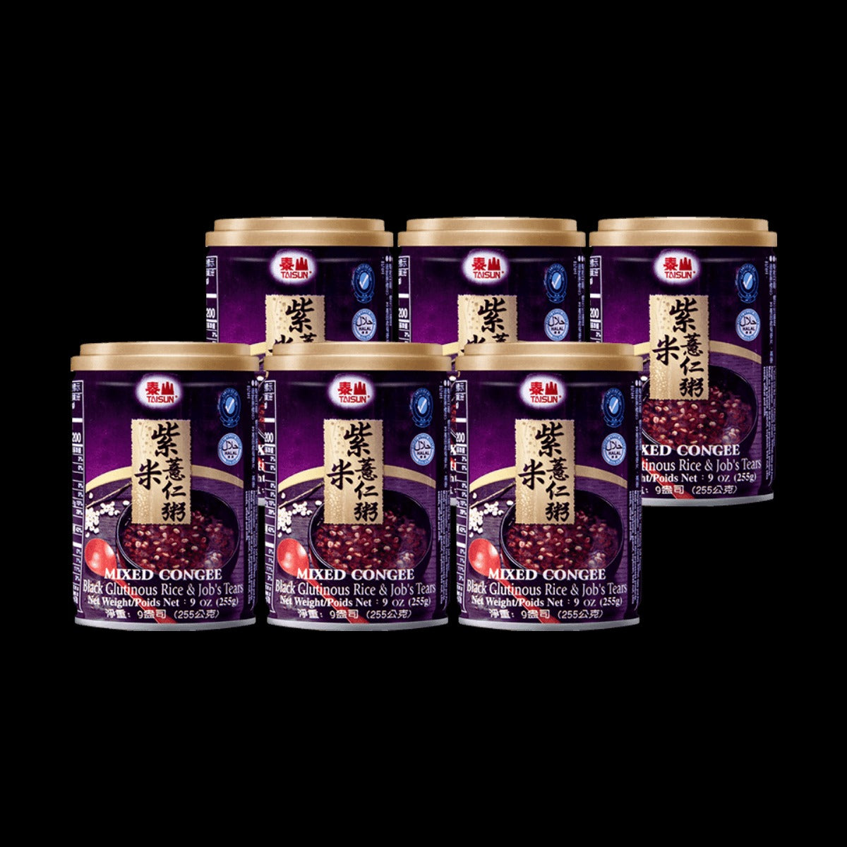 TAISUN 【Value Pack】Mixed Congee - Black Glutinous Rice & Job's Tears, 6 Cans* 9oz