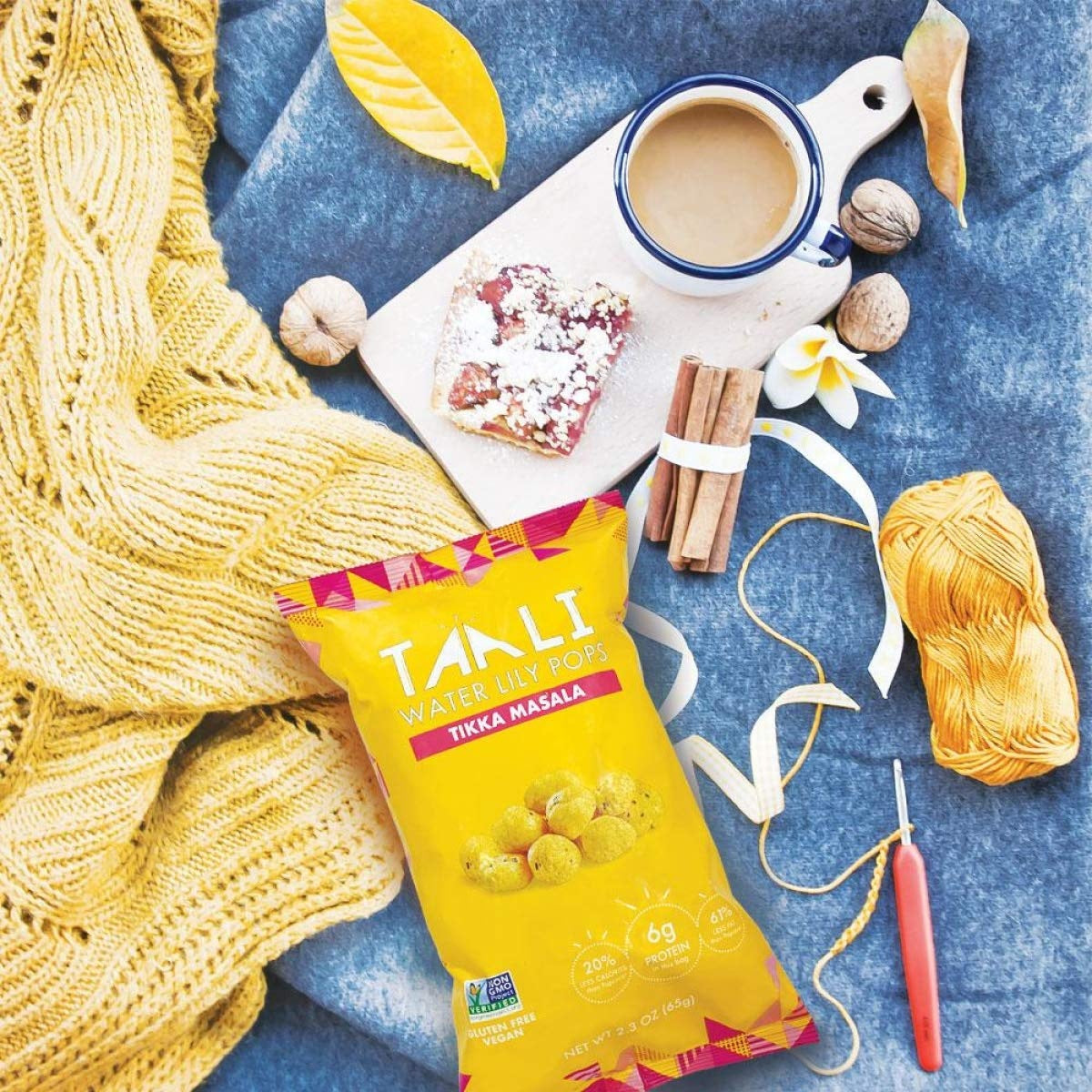 Taali Tikka Masala Water Lily Pops (4-Pack) - Roasted Fox Nuts Makhana Snack | Crunchy Indian Healthy Snacks | Protein-rich, Vegan, Gluten Free, Non GMO | 2.3 oz Multi-Serve Bags