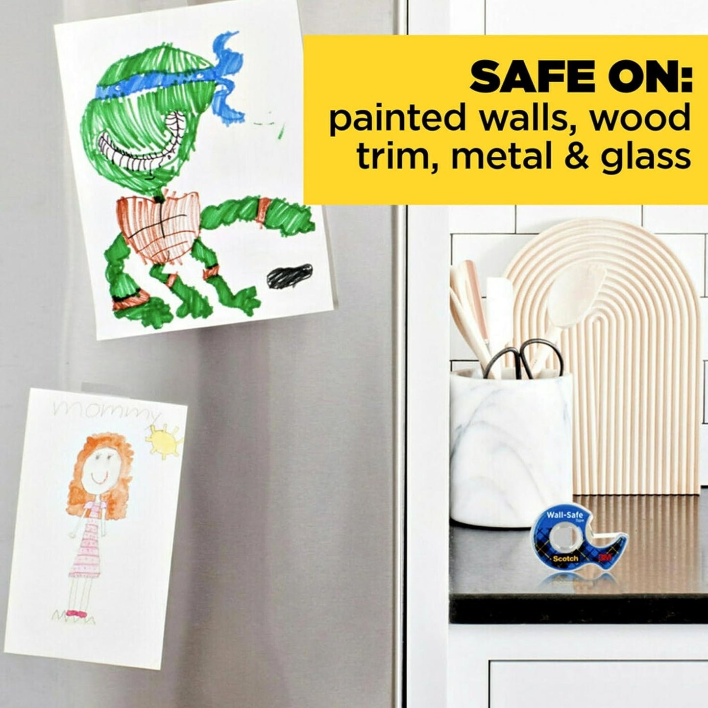 Scotch Wall-Safe Tape, 1 Dispenser Roll, Removable Wall Safe Tape, for Hanging Photos, Art, Décor, 3/4 in x 650 in