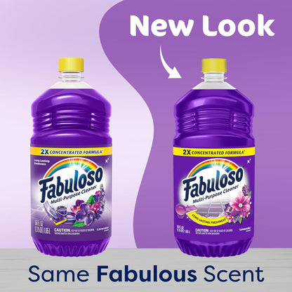 Fabuloso 2X Multi-Purpose Cleaner, No Rinse Floor Cleaner, Long-Lasting Freshness, Lavender Scent, 56 fl oz