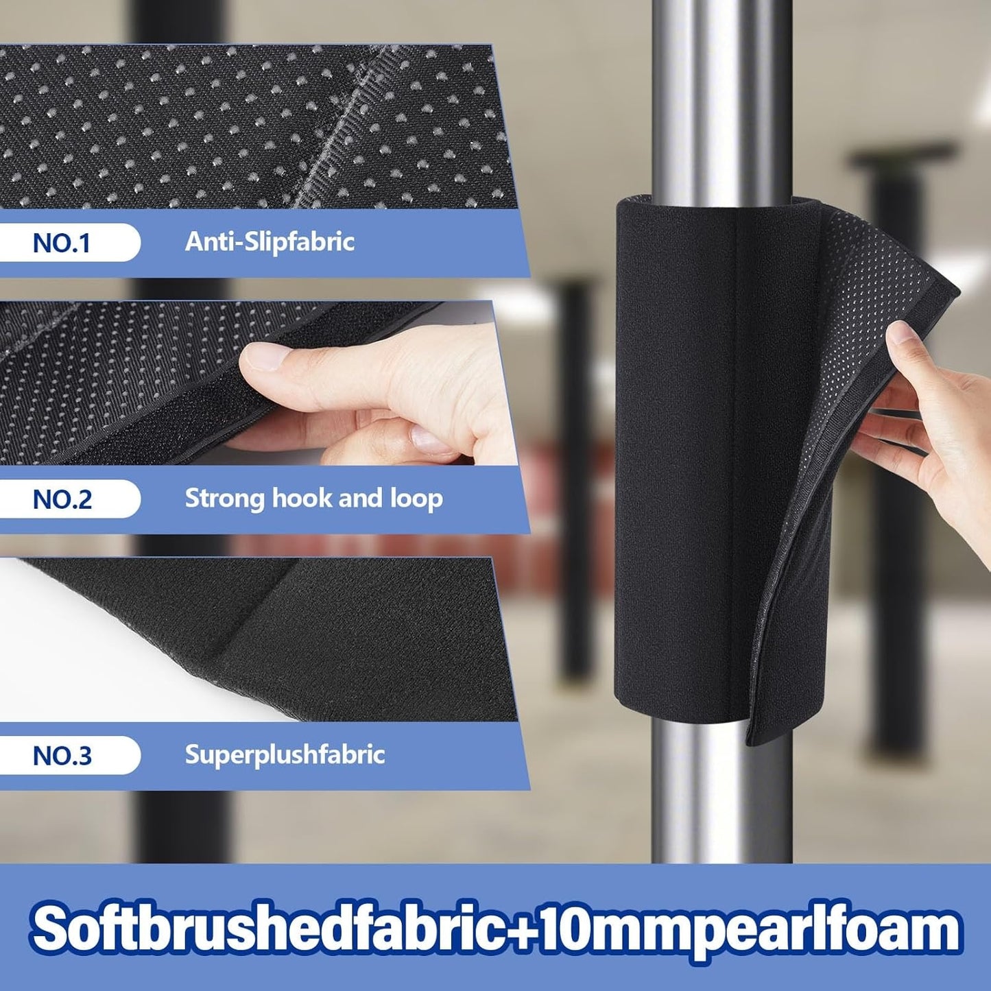 6 Pcs Basement Pole Padding 12 x 24 Inch Garage Hook-and-Loop Pad Fastener Anti Slip Fabric Metal Pole Protection Cover