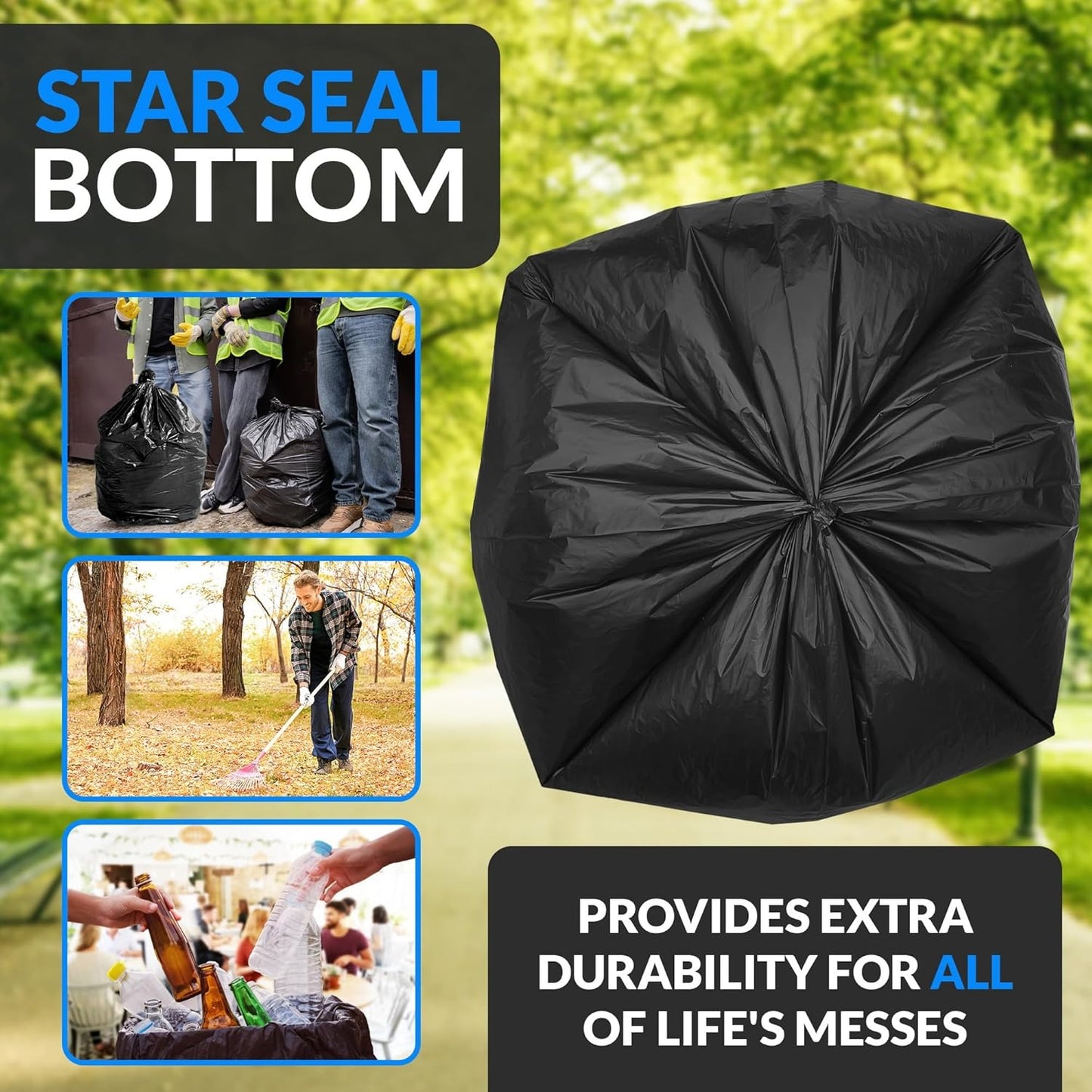Reli. 40 to 45 Gallon Trash Bags Heavy Duty | 250 Trash Bags | Super Sizeable, Black, Garbage for Serious Cleanup