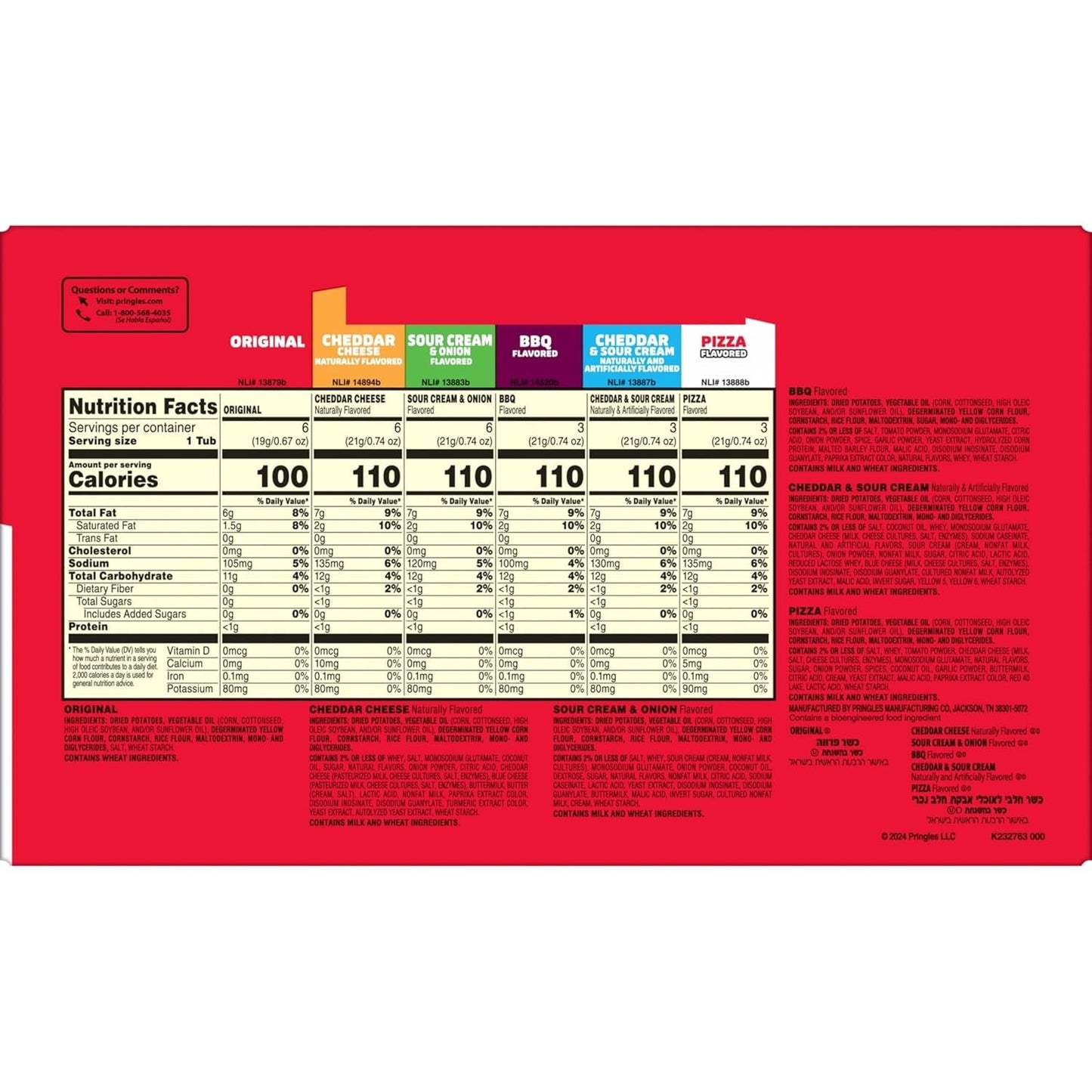 Pringles Potato Crisps Chips, Snack Stacks, Lunch Snacks, Variety Pack (27 Cups)