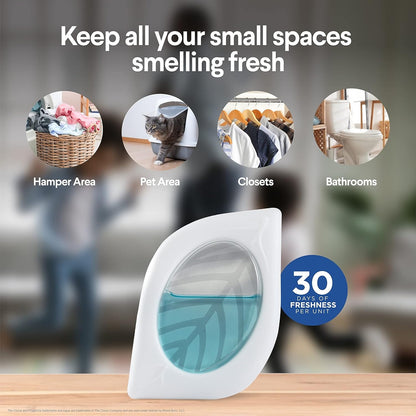 Clorox Fraganzia Small Room Air Freshener in Fresh Ocean Breeze, 2ct | Peel & Place, No-Plug, Battery-Free for Closets, Laundry Room, Entry Way, Bathroom, Locker, 2 Units