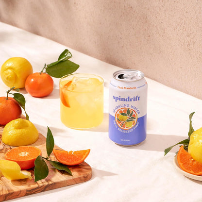 Spindrift Sparkling Water, Yuzu Mandarin Flavored, Made with Real Squeezed Fruit, 12 Fl OZ Cans, Pack of 24 (Only 6 Calories per Can)