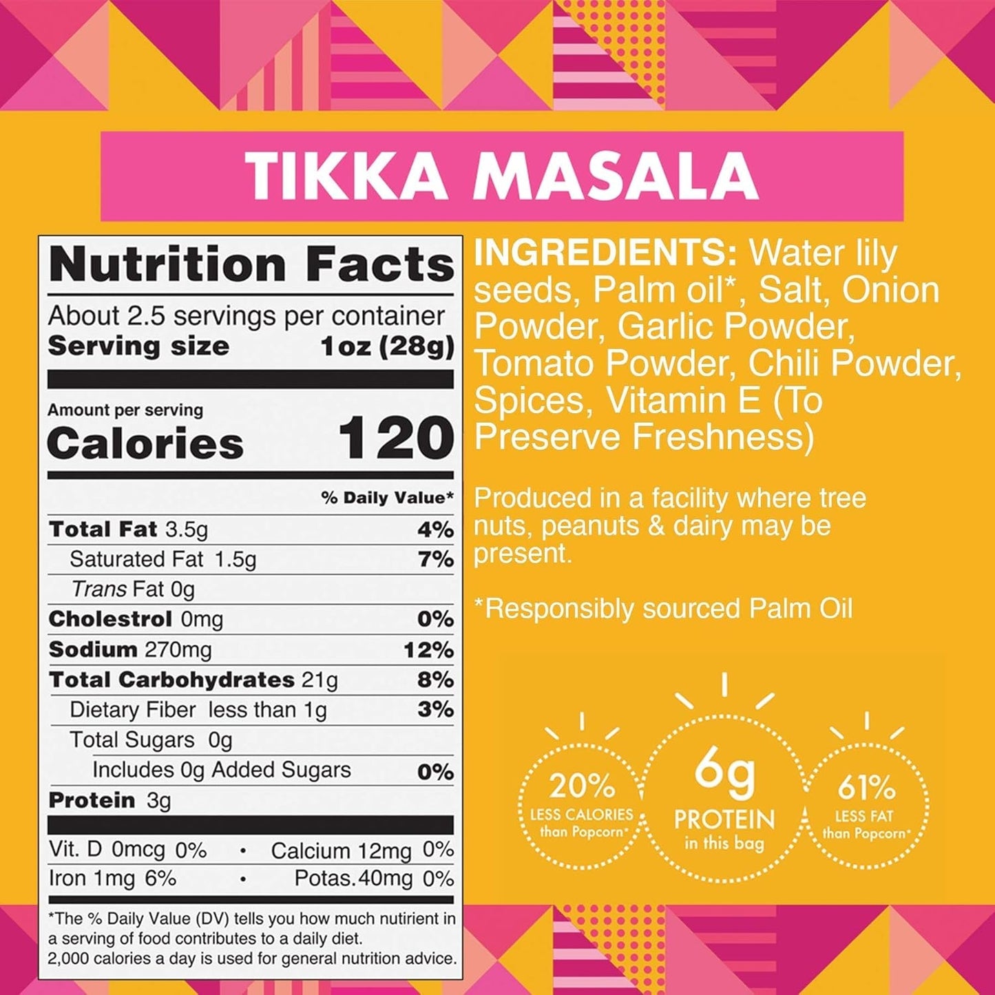 Taali Tikka Masala Water Lily Pops (4-Pack) - Roasted Fox Nuts Makhana Snack | Crunchy Indian Healthy Snacks | Protein-rich, Vegan, Gluten Free, Non GMO | 2.3 oz Multi-Serve Bags