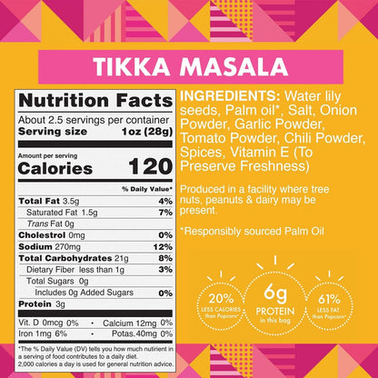 Taali Tikka Masala Water Lily Pops (4-Pack) - Roasted Fox Nuts Makhana Snack | Crunchy Indian Healthy Snacks | Protein-rich, Vegan, Gluten Free, Non GMO | 2.3 oz Multi-Serve Bags