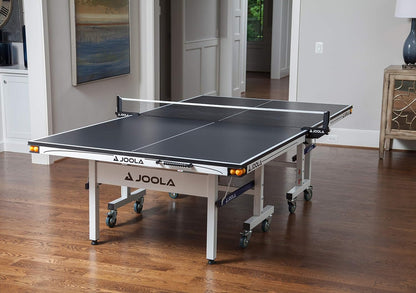 JOOLA Inside Professional MDF Indoor Ping Pong Table with Quick Clamp Table Tennis Net and Post Set - 10 Minute Easy Assembly - Tournament Quality - Foldable with Single Player Playback Mode