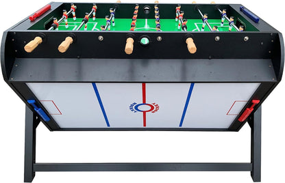 KICK Triplex 55″ Telescopic Rods 3-in-1 Swivel Multi Game Table - Combo Game Table Set - Billiards, Air-Hockey and a Foosball for Home, Game Room, Friends and Family!
