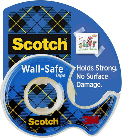 Scotch Wall-Safe Tape, 1 Dispenser Roll, Removable Wall Safe Tape, for Hanging Photos, Art, Décor, 3/4 in x 650 in
