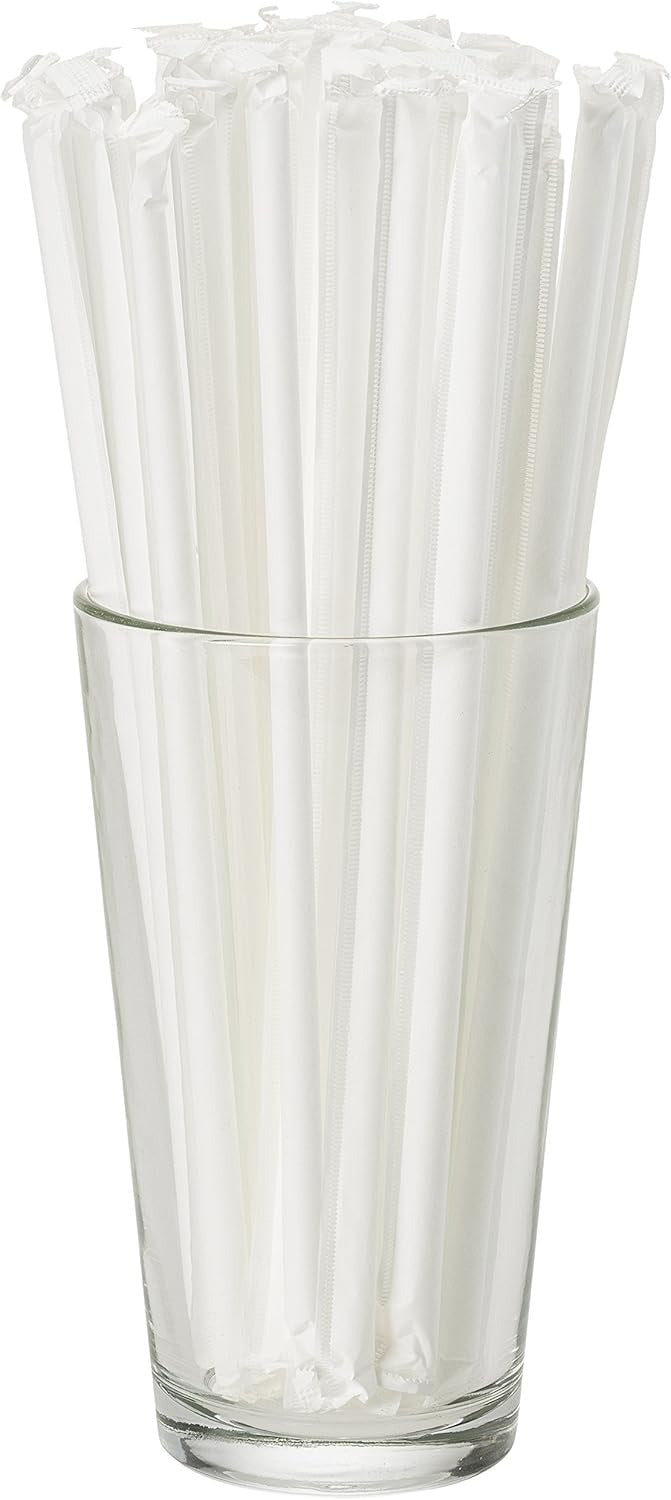 DuraHome Clear Plastic Straws Individually Wrapped 1000 Pack - 8 inch Drinking Straw, BPA Free - Restaurant Style Disposable Straws 0.24" Wide, Bulk Set