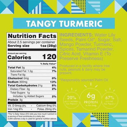 Taali Tangy Turmeric Water Lily Pops (4-Pack) - Roasted Fox Nuts Makhana Snack | Crunchy Indian Healthy Snacks | Protein-rich, Vegan, Gluten Free, Non GMO | 2.3 oz Multi-Serve Bags