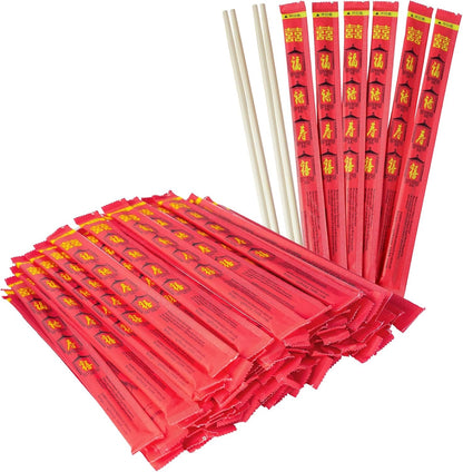 Soeos Disposable Bamboo Chopsticks, 100 Sets, Natural Wooden Chopsticks, Individually Wrapped, Splinter-Free, Lightweight & Durable