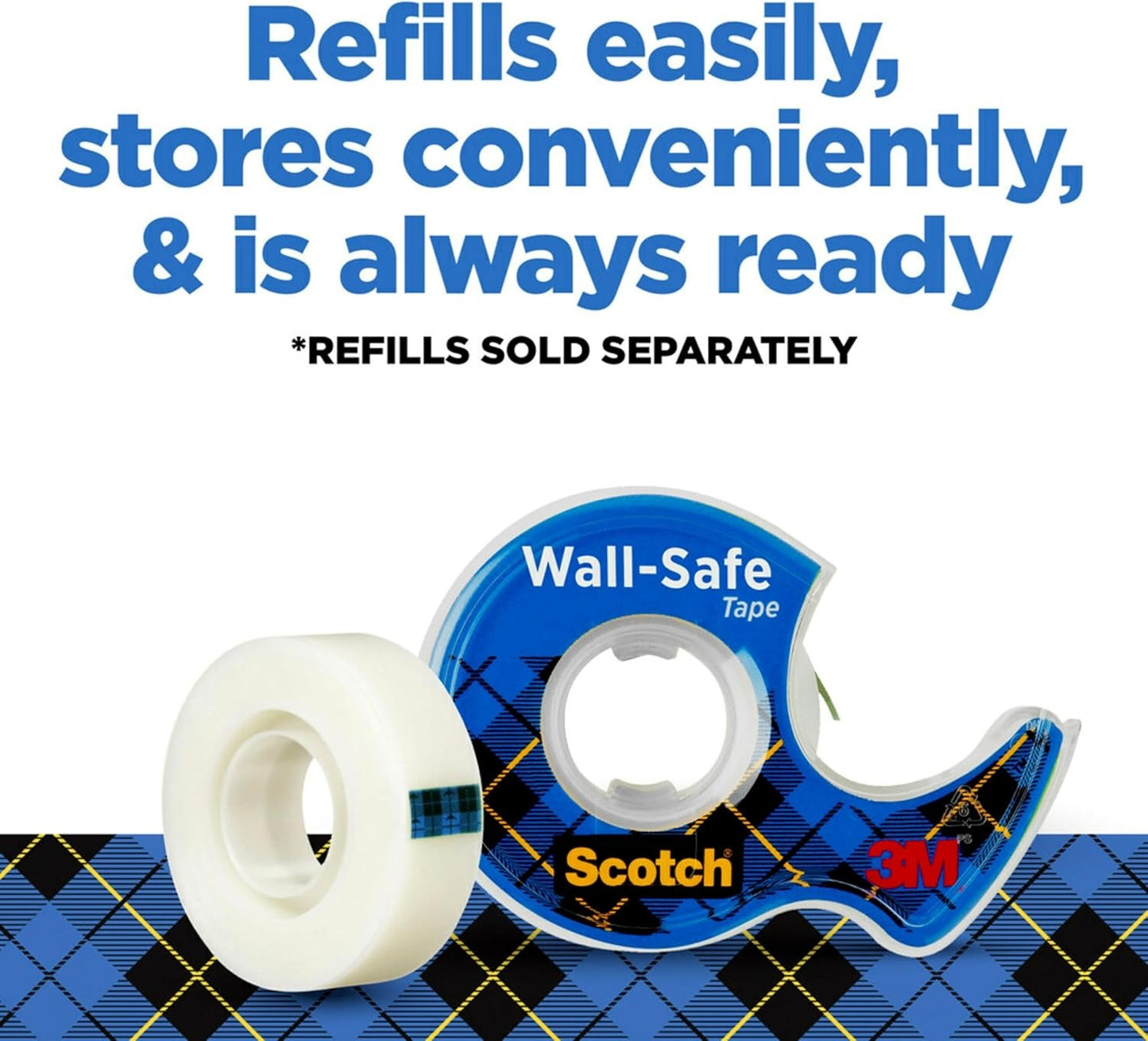Scotch Wall-Safe Tape, 1 Dispenser Roll, Removable Wall Safe Tape, for Hanging Photos, Art, Décor, 3/4 in x 650 in