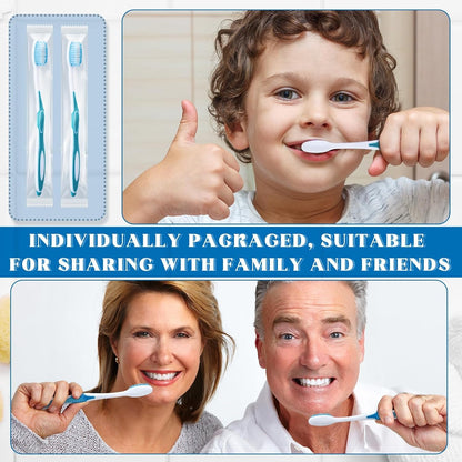 100 Pcs Prepasted Disposable Toothbrushes Individually Wrapped Pre Pasted Soft Bristle Tooth Brush Travel Toothbrush for Camping Guestroom Car Office School Hotel Homeless Gifts (Blue)