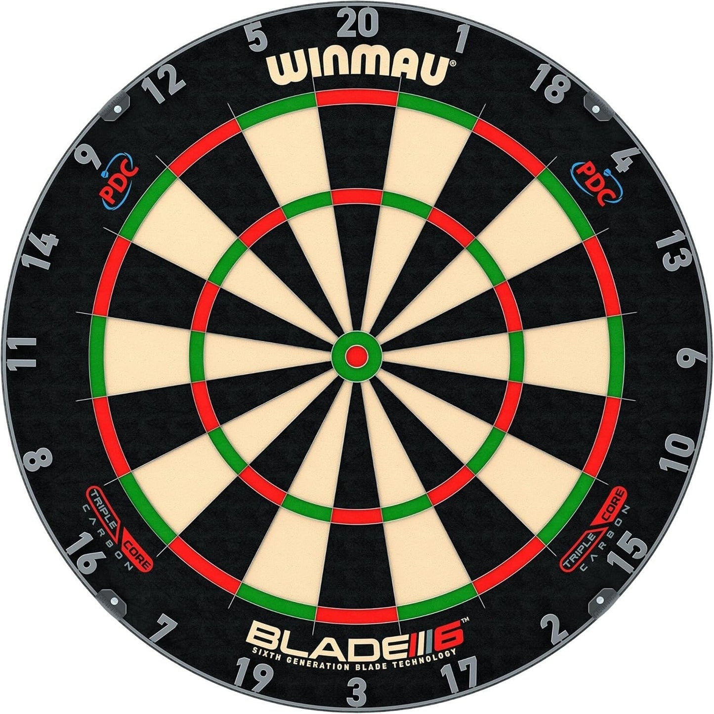 WINMAU Darts Blade 6 Triple Core Carbon Professional PDC Dartboard with Official Tournament Specifications | Endorsed by The PDC