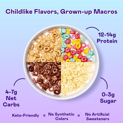 Magic Spoon Cereal - High Protein Cereals - Sugar Free Snacks & Breakfast Food - Grain & Gluten Free Cereal - Low Carb & Keto Friendly - 4 Pack Variety: Fruity, Cocoa, Classic Marshmallow, Peanut Butter