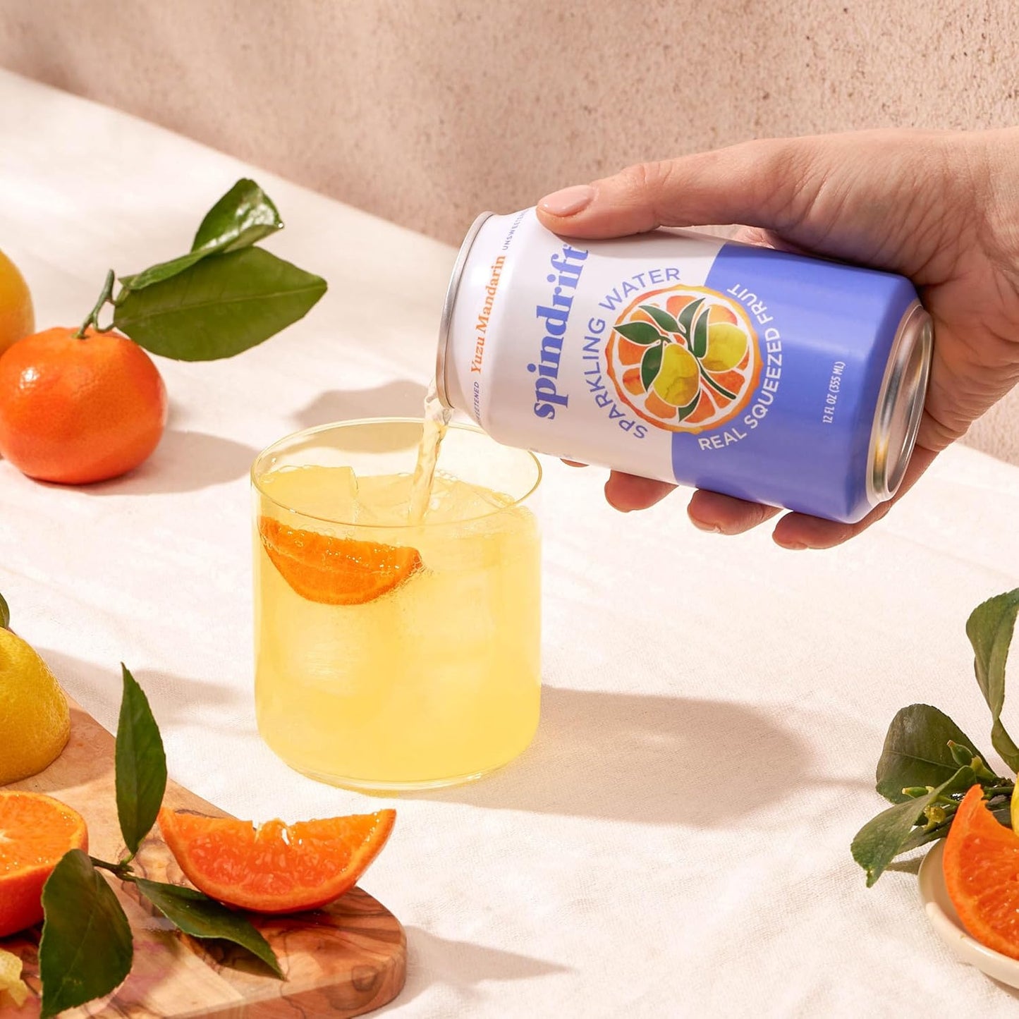 Spindrift Sparkling Water, Yuzu Mandarin Flavored, Made with Real Squeezed Fruit, 12 Fl OZ Cans, Pack of 24 (Only 6 Calories per Can)
