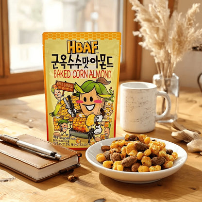 HBAF Baked Corn Almond 4.23 oz【Korean Popular Nut Snacks】