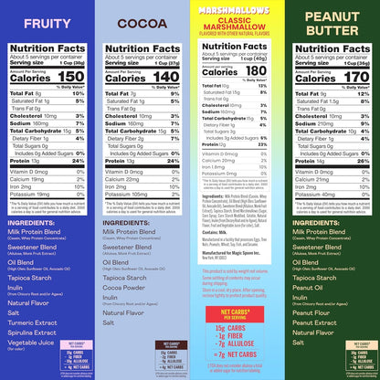 Magic Spoon Cereal - High Protein Cereals - Sugar Free Snacks & Breakfast Food - Grain & Gluten Free Cereal - Low Carb & Keto Friendly - 4 Pack Variety: Fruity, Cocoa, Classic Marshmallow, Peanut Butter