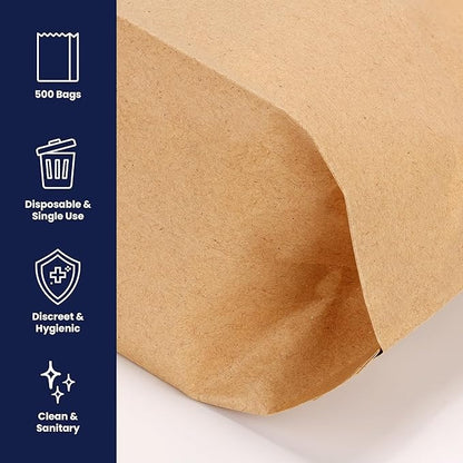 Hospeco KL Waxed Kraft Feminine Hygiene Liner Bag with Gusset,10.25" x 7.5" x 3.5",(Case of 500)