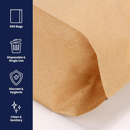 Hospeco - GID-HOSKL-260 KL Waxed Kraft Feminine Hygiene Liner Bag with Gusset ,10.25” x 7.5” x 3.5”,(Case of 500)