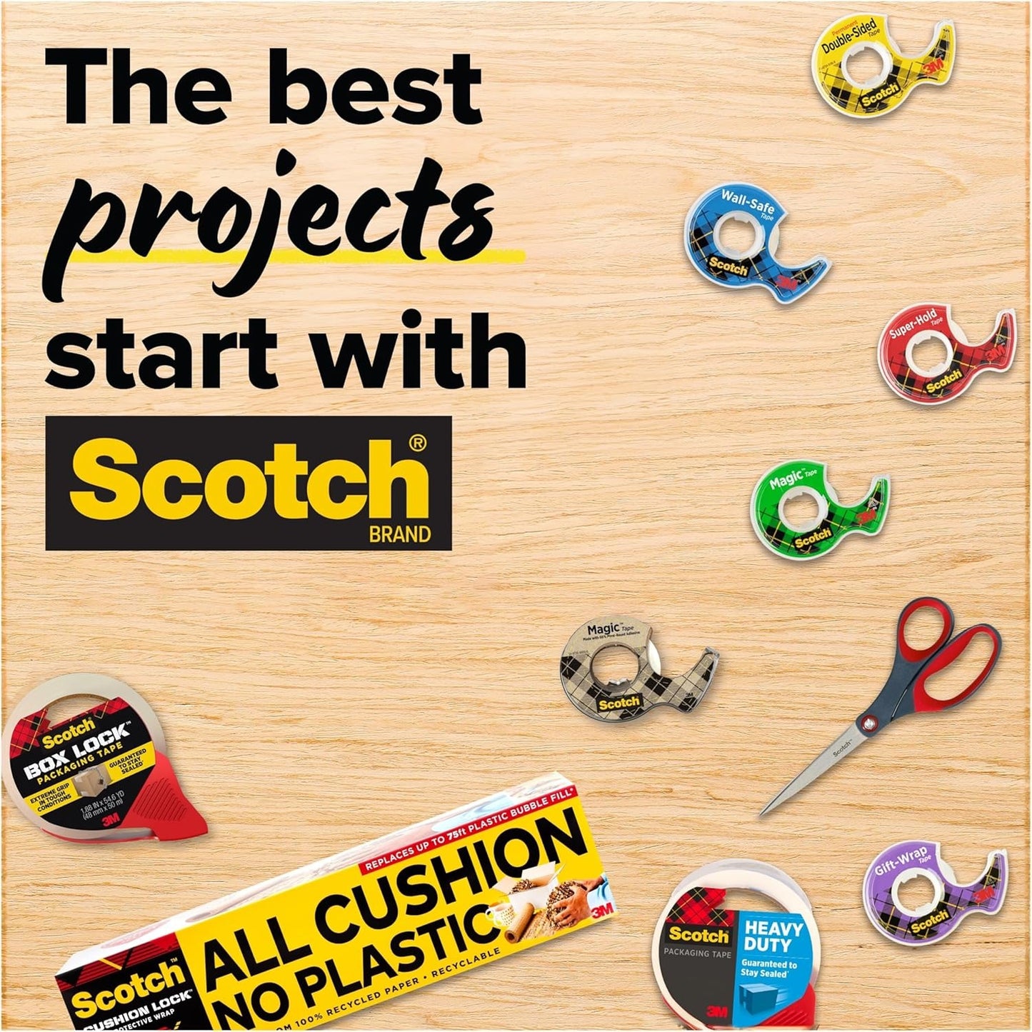 Scotch Wall-Safe Tape, 1 Dispenser Roll, Removable Wall Safe Tape, for Hanging Photos, Art, Décor, 3/4 in x 650 in