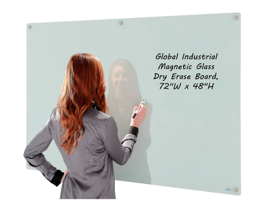 Global Industrial™ Magnetic Glass Whiteboard, 72"W x 48"H