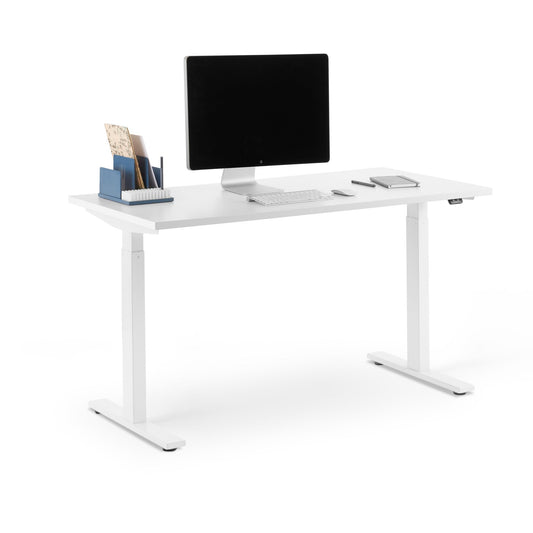 Series L 2S Adjustable Height Single Desk, White Legs -47