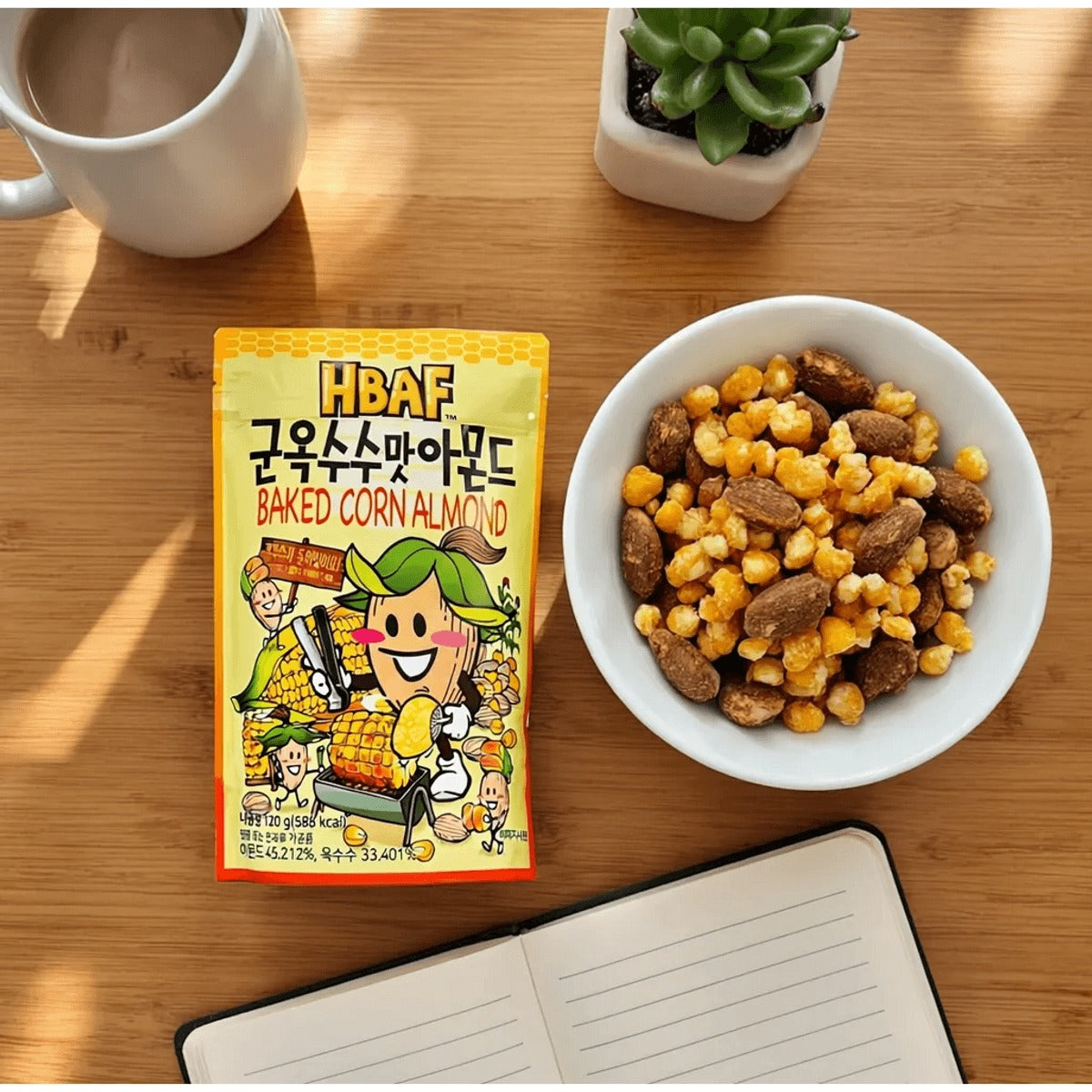 HBAF Baked Corn Almond 4.23 oz【Korean Popular Nut Snacks】