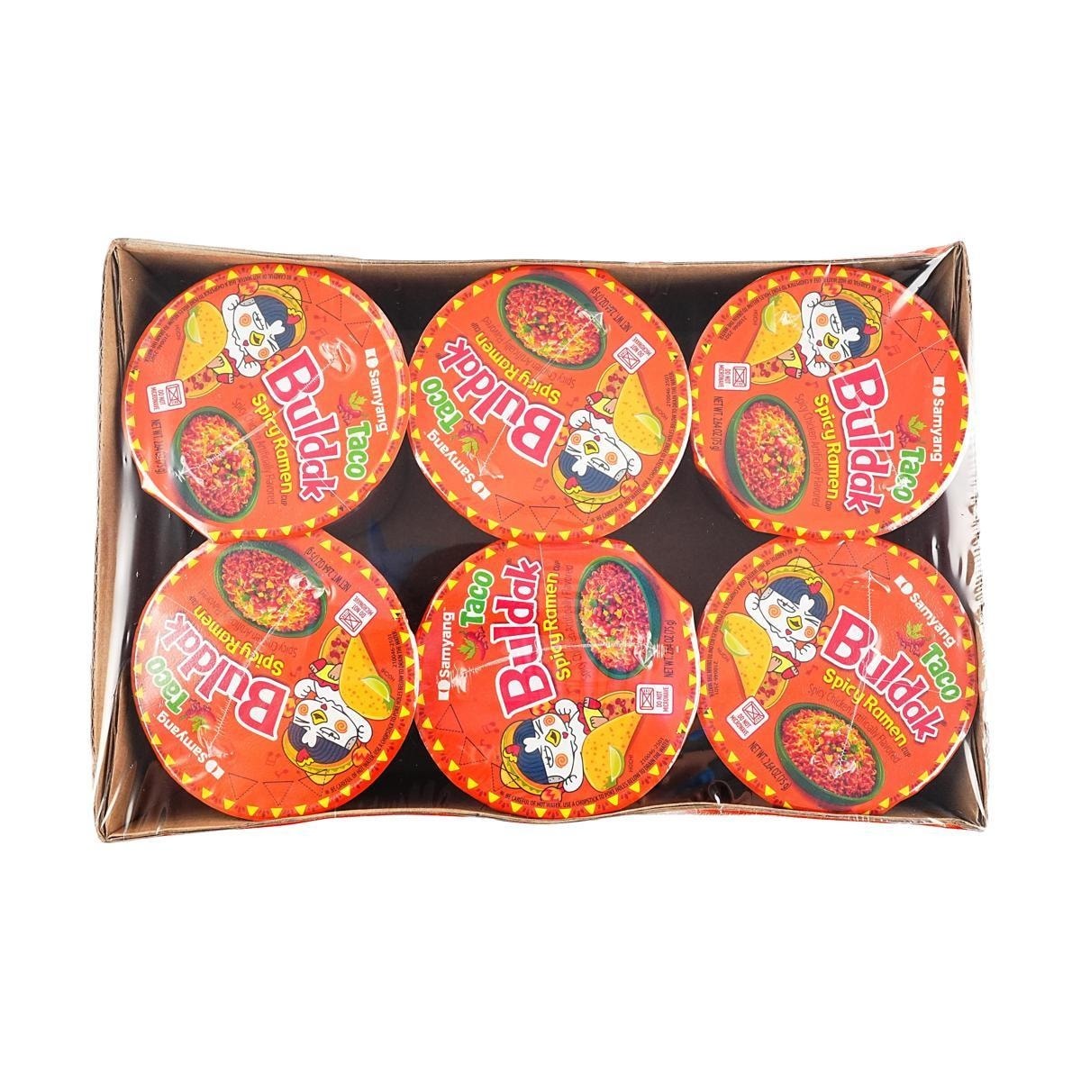 SAMYANG Taco Buldak Spicy Ramen Noodles ,Spicy Chicken Artificial Flavor Instant Noodle ,6 Cups, 15.84oz