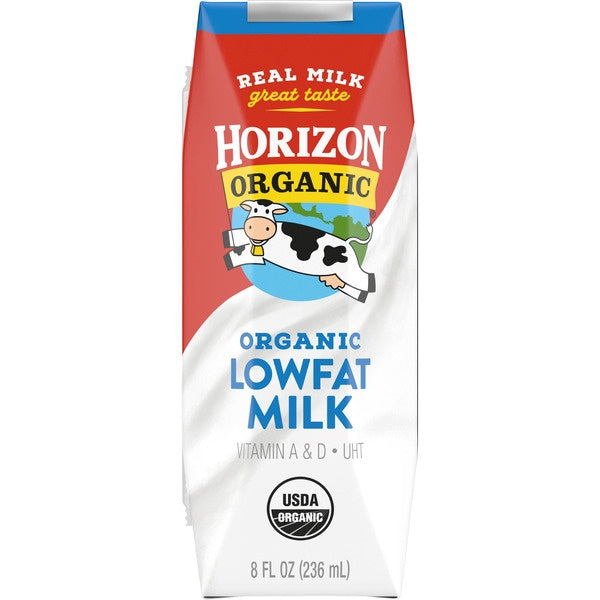 Horizon Organic Lowfat Milk, 8 oz, 18 ct