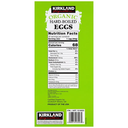 Kirkland Signature Organic Hard-Boiled Eggs, Cage Free, Peeled, 16-count, 2-pack