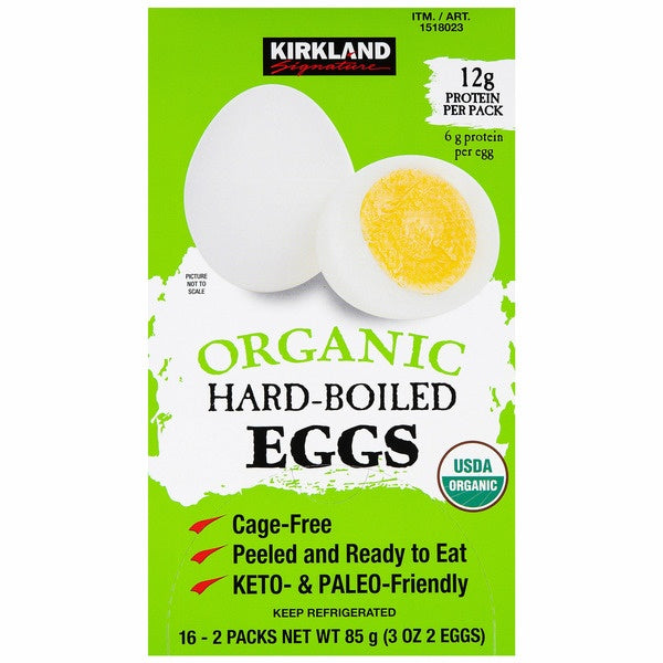 Kirkland Signature Organic Hard-Boiled Eggs, Cage Free, Peeled, 16-count, 2-pack