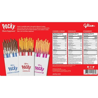 Glico Pocky Cream Covered Biscuit Sticks, Variety Pack, 1.41 oz, 12-count