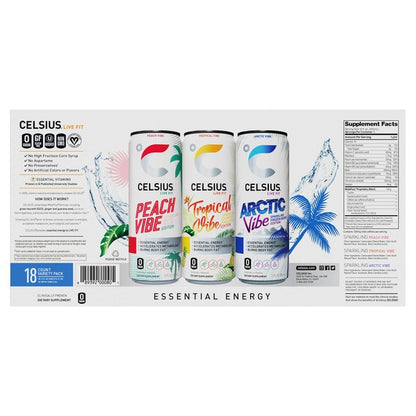 Celsius Sparkling Energy Drink, Variety Pack, 12 fl oz, 18-count