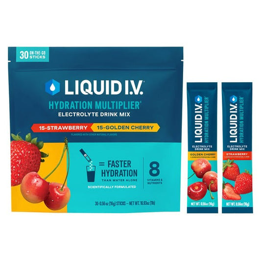 Liquid I.V. Hydration Multiplier 30 Individual Serving Stick Packs, Golden Cherry & Strawberry