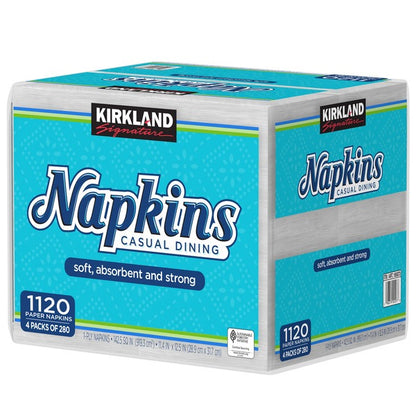 Kirkland Signature Casual Dining Paper Napkins, White, 1120 ct