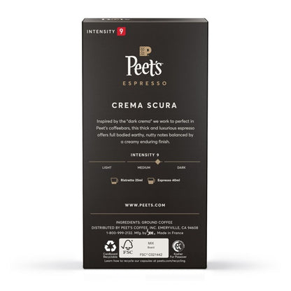 Peet's Coffee Espresso Capsules, Crema Scura Intensity 9