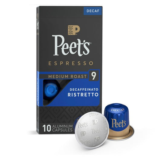Peet's Coffee Espresso Capsules, Decaf Ristretto Intensity 9