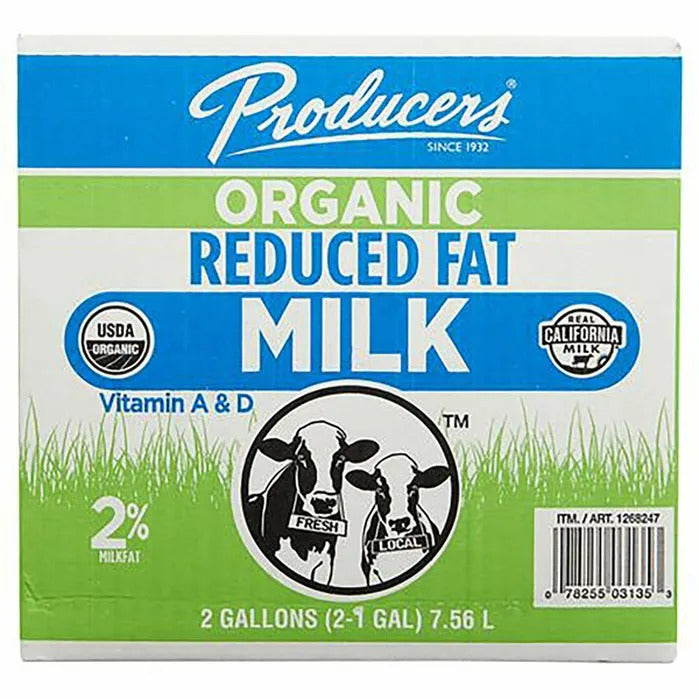 Producers Organic 2% Reduced Fat Milk, 1 gal, 2-count