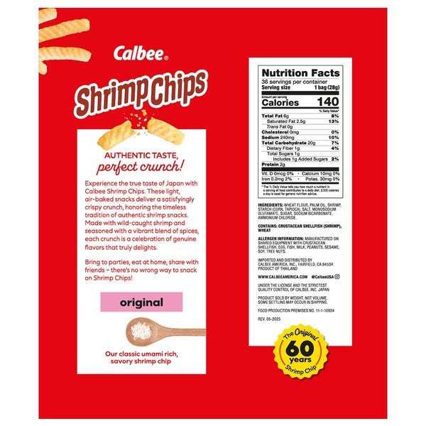 Calbee Shrimp Chips Baked, Original, 1 oz, 36 ct