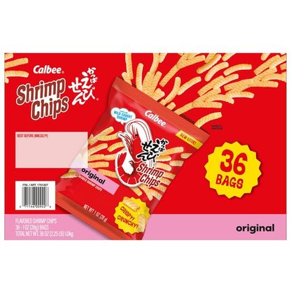 Calbee Shrimp Chips Baked, Original, 1 oz, 36 ct