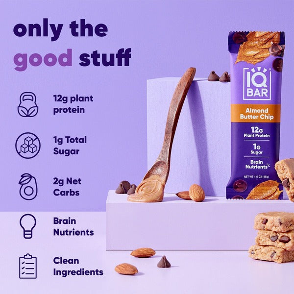 IQBAR Keto + Vegan Protein Bar, Almond Butter Chip