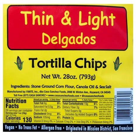 Casa Sanchez Thin & Light Tortilla Chips, 28 oz